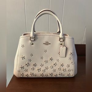 Never worn white floral coach purse
